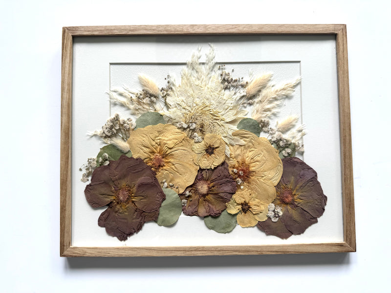 Custom Pressed Flowers in Matted Frame-Blessed & Pressed Floral Preservation