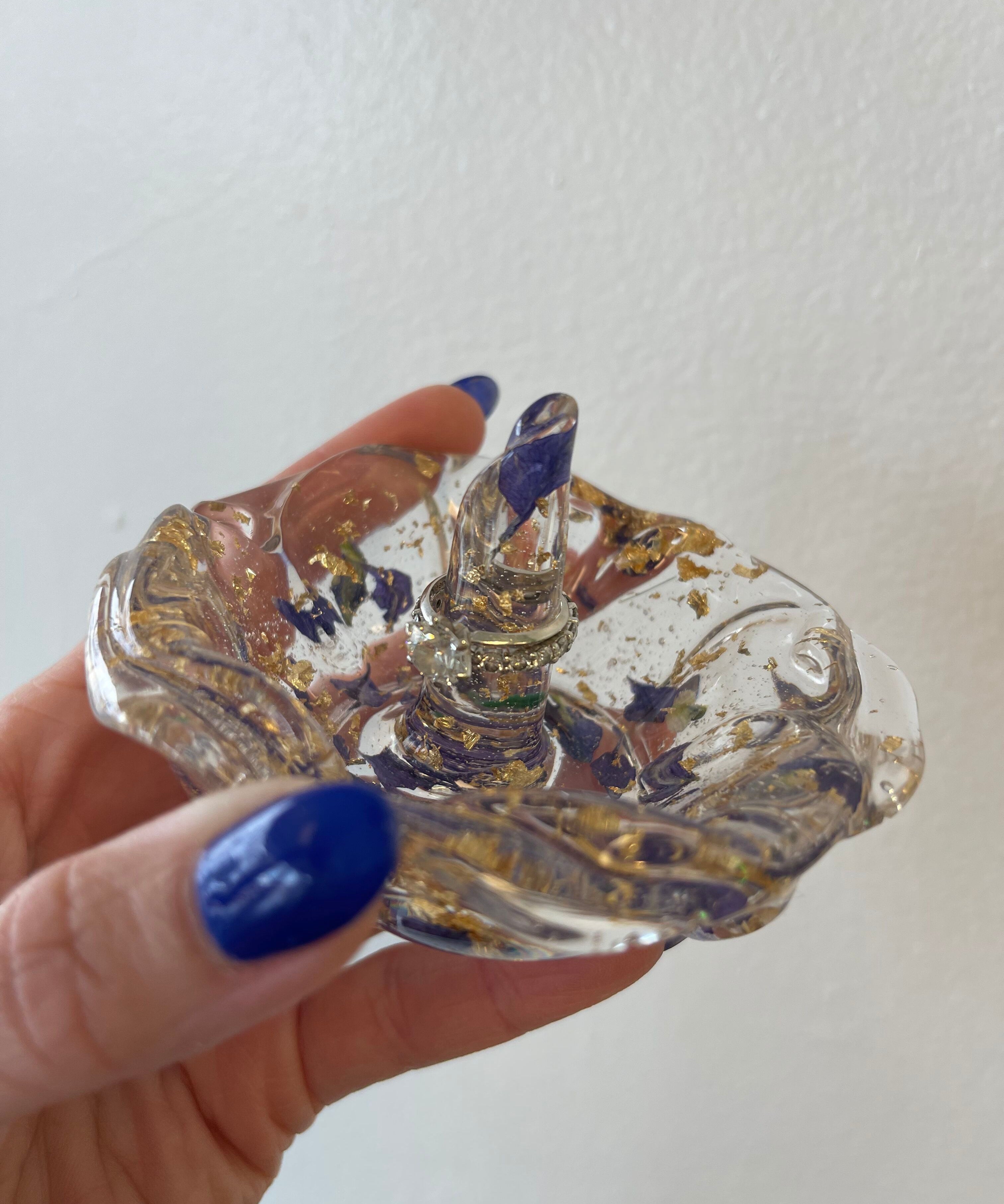 Ring Holder With Floral Dish-Blessed And Pressed