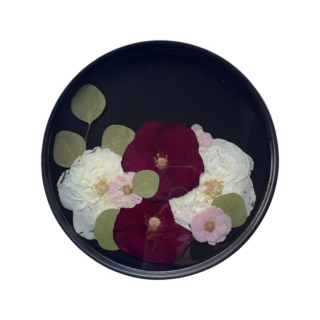 Custom Ceramic and Resin Circular Plate-Blessed & Pressed Floral Preservation